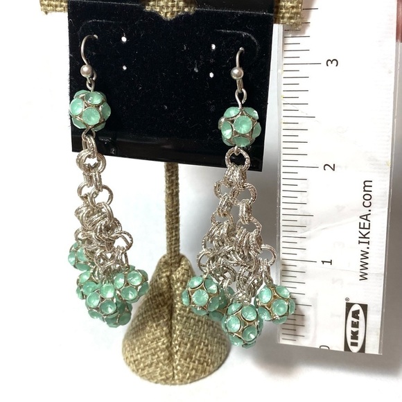 Bloomingdale’s Earrings Dangles Chandeliers Silver Tone Rhinestones - Picture 6 of 9